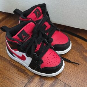 Jordan Kids Red and Black Sneakers
